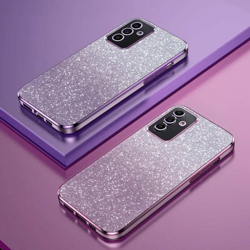 Shiny Glitter Plating Silicone Case for Samsung Galaxy A55 A 55 A35 A25 A15 A05 A05S A54 A34 A24 A14 A04s Bling Soft Back Cover