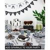 210 Pieces Racing Car Party Supplies Black and White Checkered Flag Party Paper Plates Cups and Napkins Sets with Plastic Knive