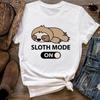(Asian Size) Women Print Tee Top Lovely Cute 90s Style Sloth Fashion T Shirt Woman Female T Clothing Short Sleeve Graphic T-shirts