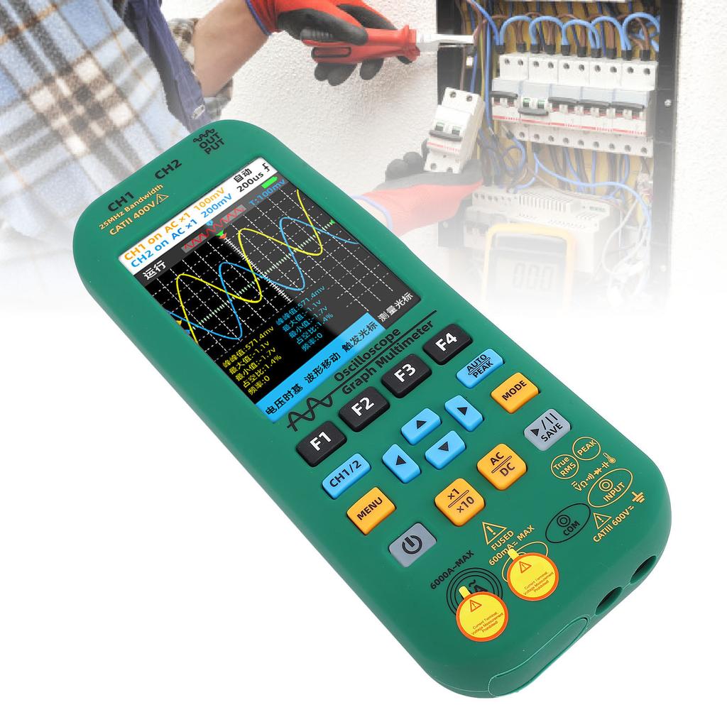 Oscilloscope Multimeter Signal Generator 3 In 1 Large Screen Dual Channel 25MHZ Bandwidth 208 MSa/s 
