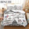 Europe City Building Bedding Set 3D Print Duvet Cover Cartoon Comforter Cover King For Kids Child Teen Boys Girls Bedroom Decor
