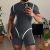 Men Short Sleeve Stitching Fitted Pajamas Jumpsuits Romper Bodysuits Underwear