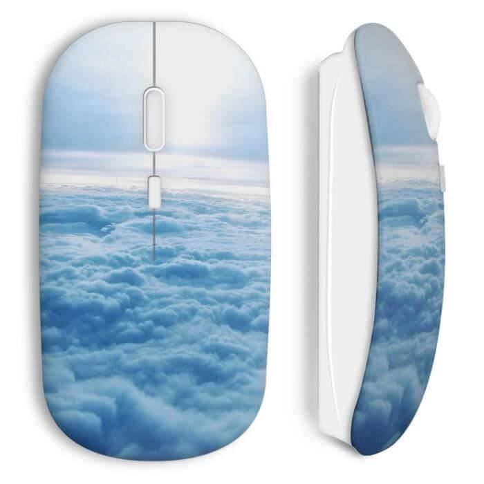 Wireless Mouse - Clouds - White - Compatible Mac and PC - USB Wifi Dongle Included - Wireless Technology