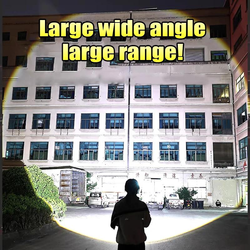 High Power LED Flashlight Fluorescent Torch Rechargeable Powerful Long Range Flashlight Built-in 3000mah Battery With COB Light