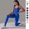 Women's Yoga Jumpsuit Ribbed One Piece Tank Tops Rompers Sleeveless Exercise Jumpsuits Bodysuit