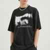 Streetwear T-Shirt Oversized Men Vintage Blurry Letters Graphic T Shirt Cotton Washed Black Tshirt Gothic Tops Tees
