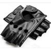 Fashion Hot Black Fingerless Gloves PU Leather Gloves Half Finger Driving