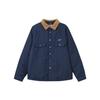 Solid Color Logo Print Button-Up Collar Jacket Men Outerwear Blue DQ6329-410