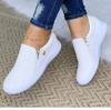 Fashion Women Shoes 2024 Fashion Round Toe Flats Loafers Female Slip On Zipper Casual Shoes Autumn Fashion Female Moccasins Plus Size 43