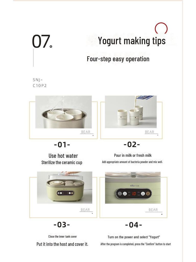 Bear SNJ-C10P2 Light Green Yogurt, Rice Wine & Fermentation Machine