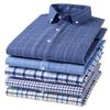 New Pure Cotton Business Men Oxford Shirt Long Sleeve Casual Plaid Striped with Chest Pocket Non-iron Autumn Spring