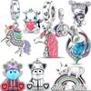 New S925 Silver Multicolor Magic Unicorn Wings Pendant Fashion Beads Fit Original  Charms Bracelet For Women DIY Jewelry