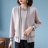 2PCS Knitted Tops Set Spring Autumn Women Thin Knitted Cardigan Jacket Short Sleeve T-Shirt Plus Size Open-front Knitted Coat Knitted T-Shirt Outfits