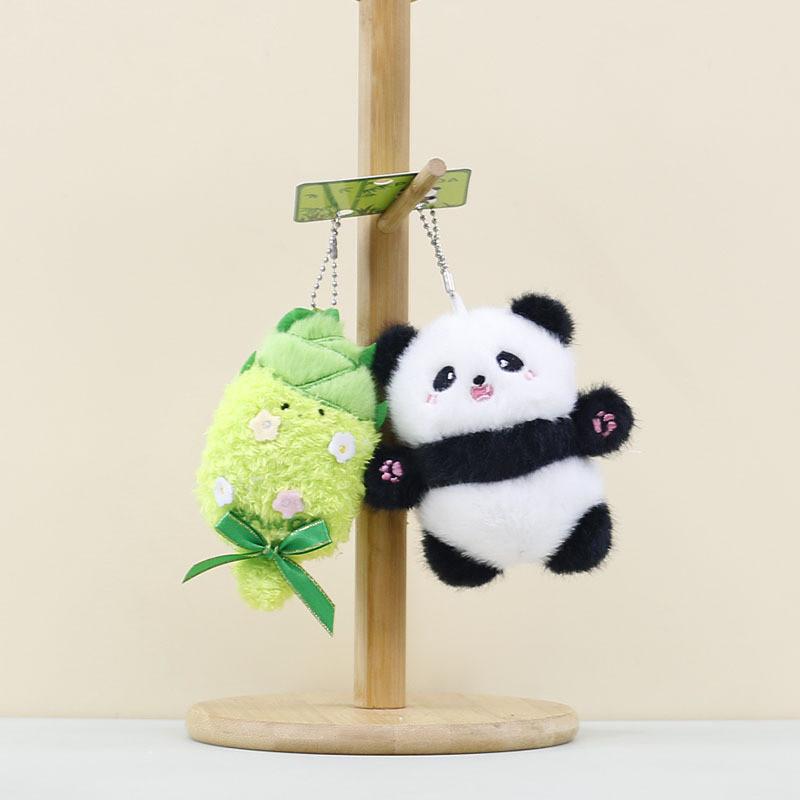 Cartoon Adorable Plush Bamboo Shoot Panda Keychain Cute Gift For Couples And Friends