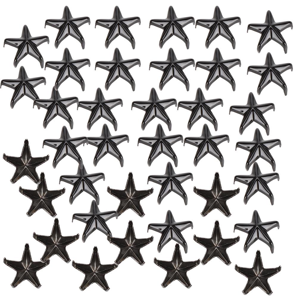 200Pcs Star Rivets 5‑Pointed Star Claw Nails DIY Bags Hats Decoration Accessories 10MMBlack