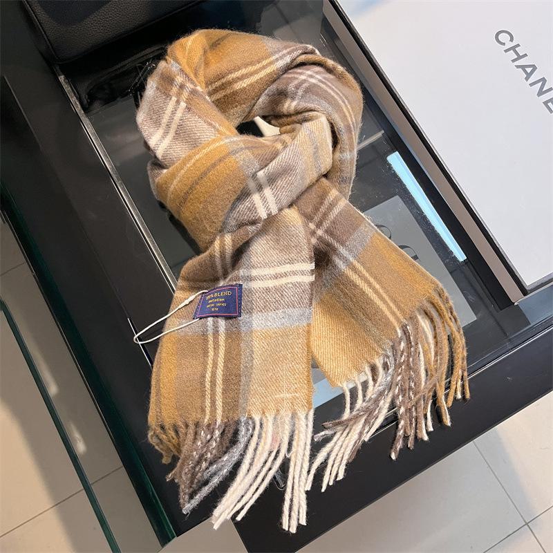 2024 Британский красный клетчатый шарф из искусственного кашемира: Теплый зимний подарочный платок на шею