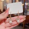 S925 Silver Needle Luxury Diamond Leaf Pearl Earrings - Korean Style
