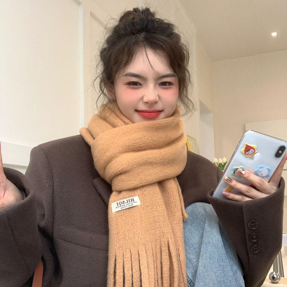 Warm Winter Cashmere Scarf Solid Color Shawl Wrap Fashion Long Tassel Scarves Women