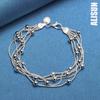 925 Sterling Silver Five Snake Chain Bracelet with Smooth Surface Bead Silver Bracelet Fashionable Wedding Jewelry