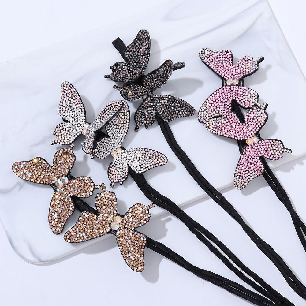 Crystal Handmade Butterfly Hair Clip Elegant Bud Hairpin Butterfly Shape Hairpins Bun Maker