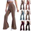 Womens Corduroy Flare Pants Casual Retro High Waisted Bell Bottom Trousers With Pockets