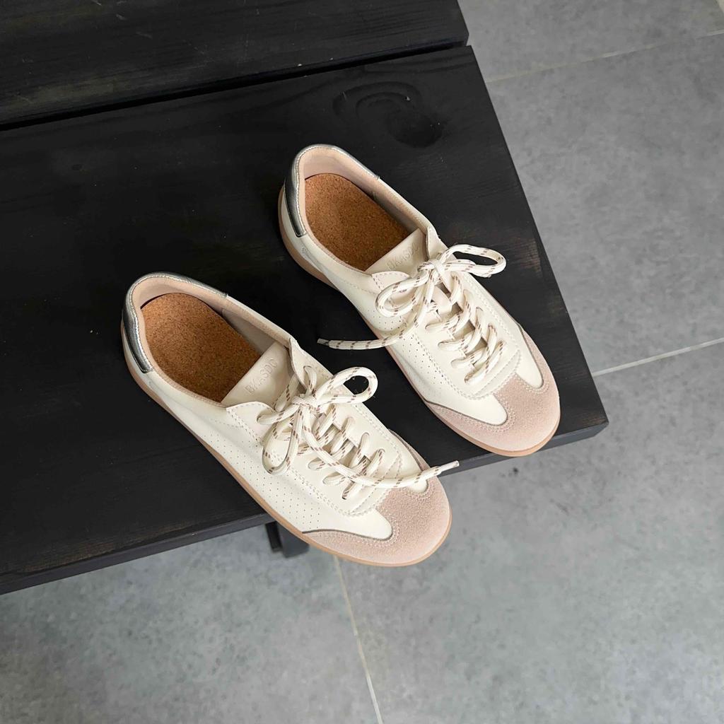 Star with the Same Round Head Contrasting Colors Casual Versatile Little White Shoes Fashionable and Comfortable Breathable Lace-up Sports Little Whi