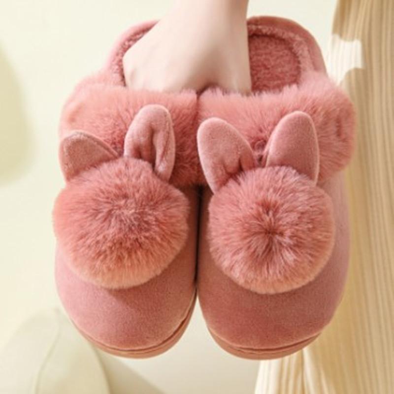 1 Pair Smellless Indoor Slippers Coldproof Fashion Cartoon Rabbit House Female Slippers