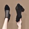 Pointed High Heels Spring and  Mesh Single Shoes Black Sheepskin Mesh Shoes Women's Shoes Rear Zipper Shoes