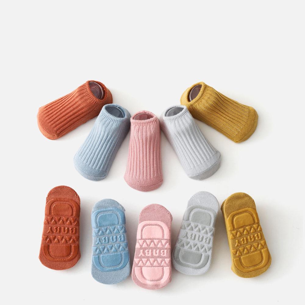 Baby Socks For Newborn Anti-slip Socks Child Solid Cotton Striped Socks Prink