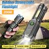 High Power Led Flashlight Super Bright Rechargeable Zoom Torch with COB Side Lights Outdoor Camping Night Fishing Lantern