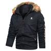 Men's Cotton-padded Clothes Winter Men's Fashion Hooded Cotton-padded Clothes Large Fur Collar Jacquard Fabric Thickened Cotton-padded Jacket