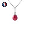 Pendant - PERLINEA - Genuine Red Freshwater Cultured Pearl 5-6 Mm - White Gold - 42 Cm Chain