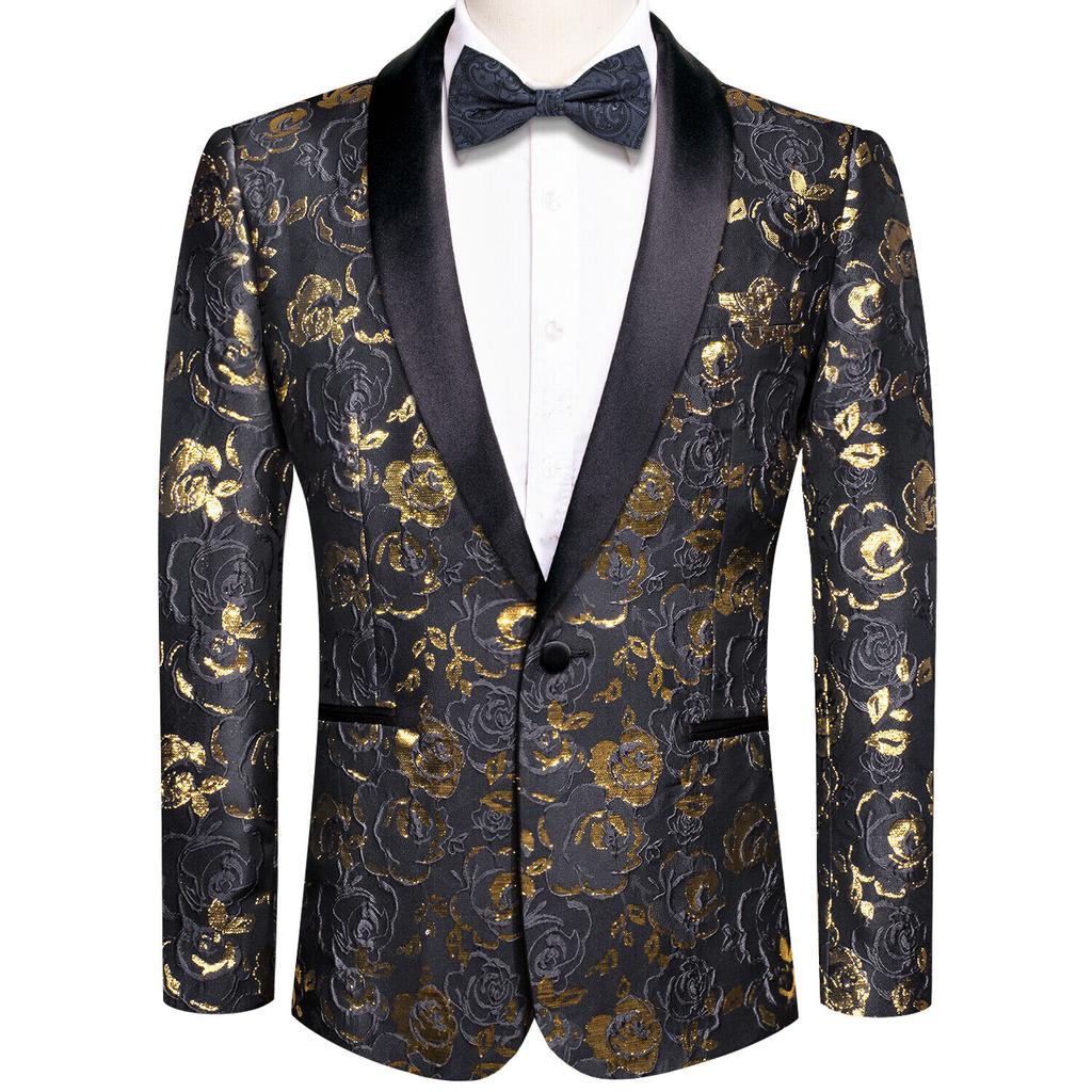 Mens Floral Tuxedo Dinner Jacket Regular Fit Shawl Lapel Paisley Prom Party Suit
