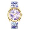 Bohemian Floral Watch with PU Leather Floral Analog Quartz Watch with Adjustable Arabic and Stylish Perfect Gift for and Christmas Women's Strap