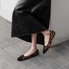 Fashion 2025 NEW Spring Women Flats Square Toe Low Heel Genuine Leather Shoes for Women Mary Janes Shoes Leopard Print Ladies Shoes