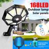Solar Powered Street Light with Remote Motion Sensor Solar Outdoor Lights 6500K 168 LED Flood Lights for Outside Parking Yard