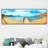 Landscape Wooden Bridge Beach Blue Sky Cloud Canvas Painting Posters and Prints Wall Art Pictures Room Home Decor No Frame