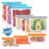10PCS/24PCS/1Set Reusable Silicone Storage Bag Self Standing Leak Proof Zipper Bag Refrigerated Bag Frosted Sealed Storage Bag