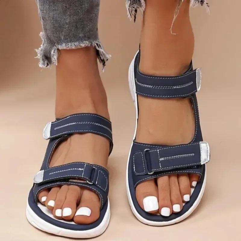 Fashion New Elegant Women Leather Sandals Women's Sport Style Lightweight Plus Size Slippers Women Sandals Plus Size 36-43