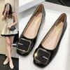 Flat Single Shoes Women's Summer New Temperament Low Heel Square Head One Pedal Ladyshoes Shallow Mouth Lazy Shoes