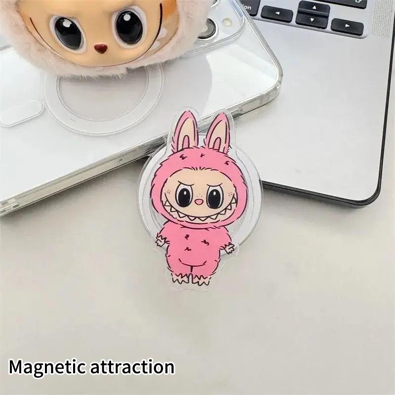 Cute Labubu Phone Grip Cartoon Magnetic Phone Holder Supports Smart Tok Kawaii Portable Folding Phone Holder Stand