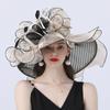 Women Organza Hats Wedding Bride Fascinators Elegant Big Wide Brim Fedora Kentucky Derby Hats Party Formal Church Ladies Hat