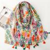 Luxury Flower Plant Women Viscose Scarf Ventilate Summer Beach Shawl Cotton Linen Feeling Tassel Pashmina Muslim Hijab Wrap Lady