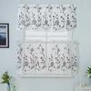 Flower Pattern Through Rod Short Curtain Home Kitchen Cafe Gift Shop Decoration