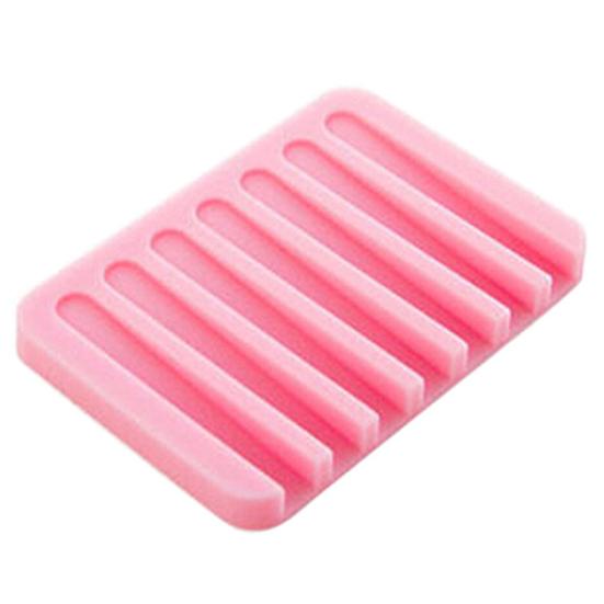 Flexible Bathroom Silicone Soap Dish Storage Holder Soapbox Plate Tray Drain