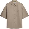 Solid Color Single-Breasted Casual Short Sleeve Shirt Unisex Shirts Light-Coffee 40769ST-CX0