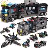 HUIQIBAO SWAT Police Station Truck Model Building Blocks City Machine Helicopter Car Figures Bricks Educational Toy For Children