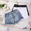 Cross-Border European & American Sexy Casual High-Waisted Plus Size Ripped Denim Shorts for Women