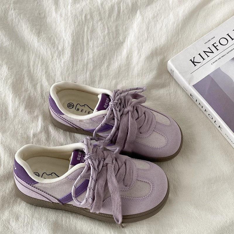 Snow Lauder Purple Niche Design Sense of Moral Training Shoes Women's Students Ugly Cute Board Shoes Retro Casual Sports Shoes Children