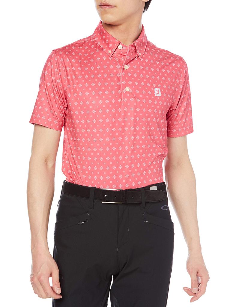 FootJoy Men's Tie Print Lyle Polo Shirt, Cape Red, Size M (FJ-S21-S02)